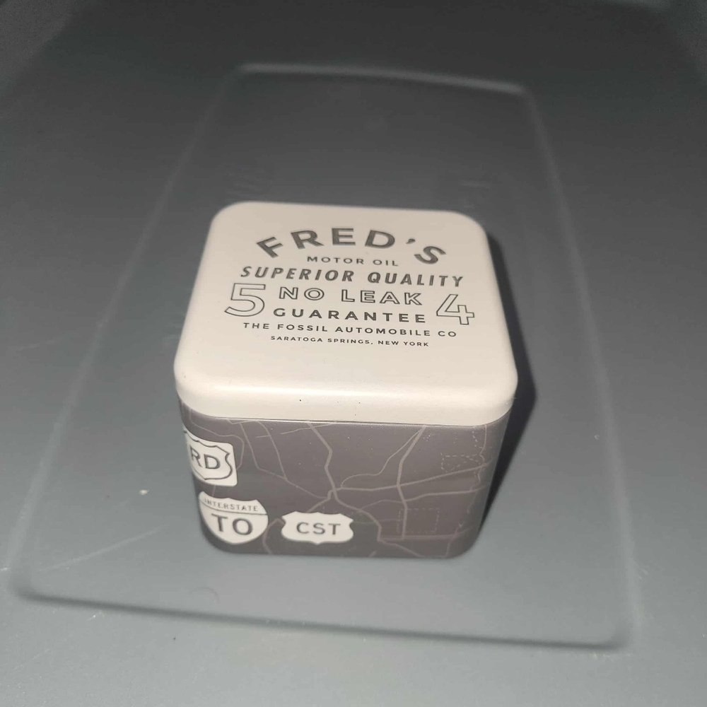 Fossil Watch Tin Container Square Tin Box